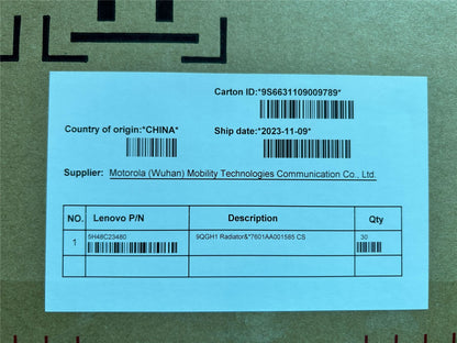 Lenovo 9QGH1 Radiator&*7601AA001585 CS 5H48C23480