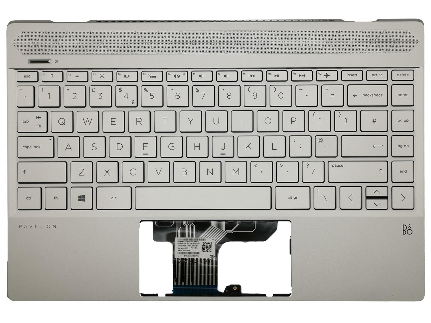 HP Omen 15-DC Palmrest Cover Keyboard UK Silver L37531-031