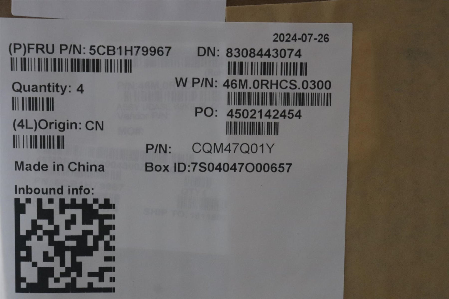 Lenovo Upper Case ASM_CZE/SLK W82R7 CG BL 5CB1H79967