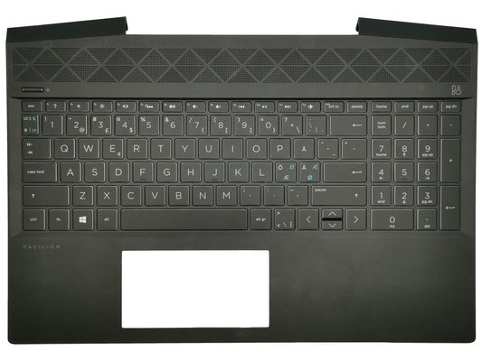 Genuine HP Gaming 15-CX Palmrest Cover Keyboard Nordic Black Backlit L23746-DH1