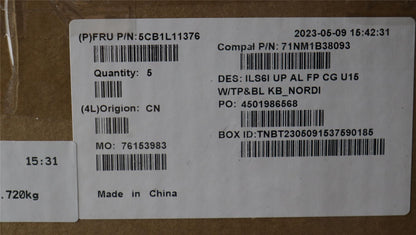 Lenovo IdeaPad 5 16ABR8 Palmrest Cover Touchpad Keyboard Nordic 5CB1L11376