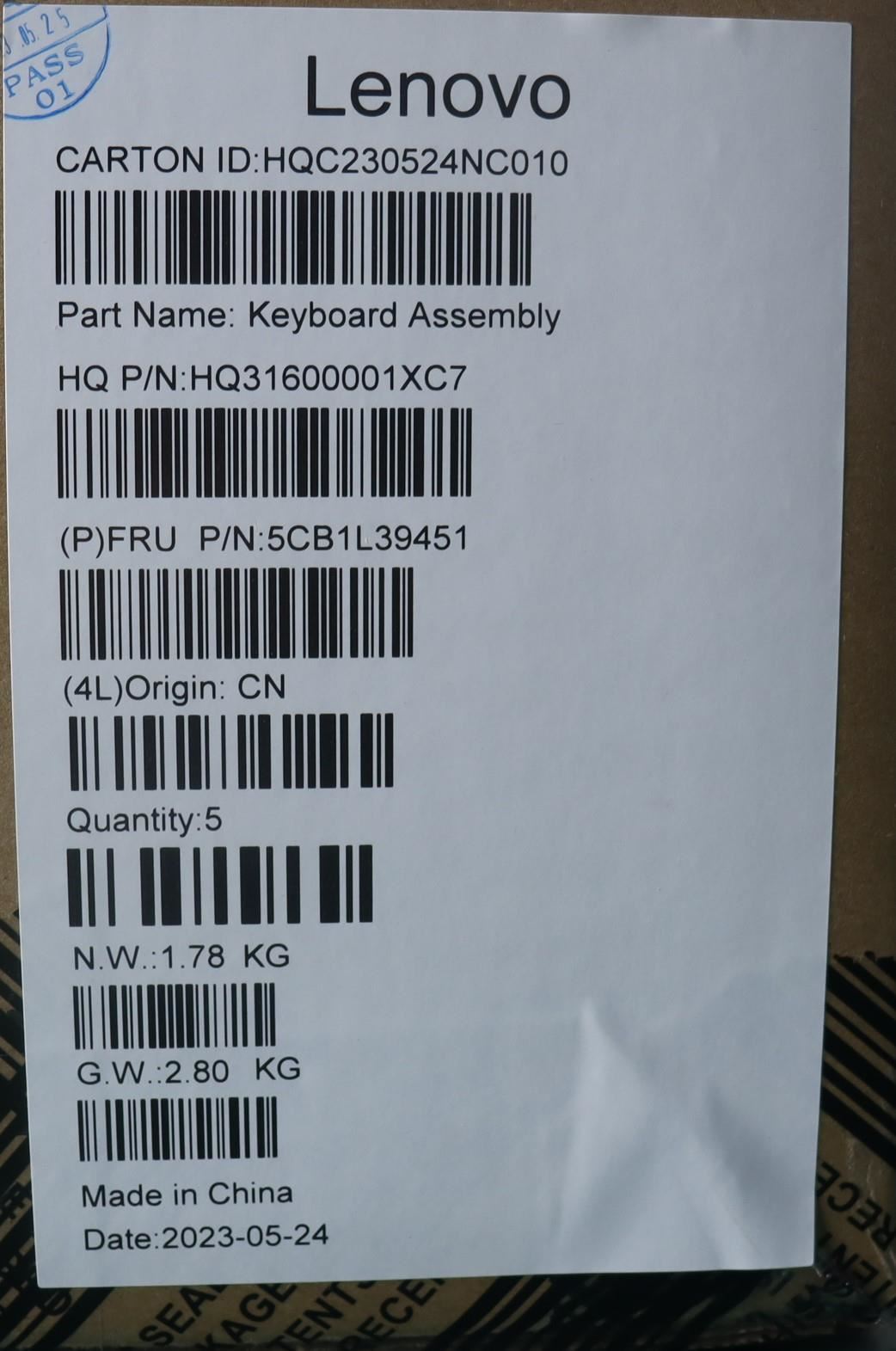 Lenovo COVER Upper Case ASM_POR H 82Y7STGYNPS 5CB1L39451