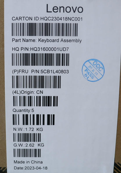 Lenovo Yoga 7 14IRL8 Keyboard Palmrest Top Cover Hungarian Storm Grey 5CB1L40803