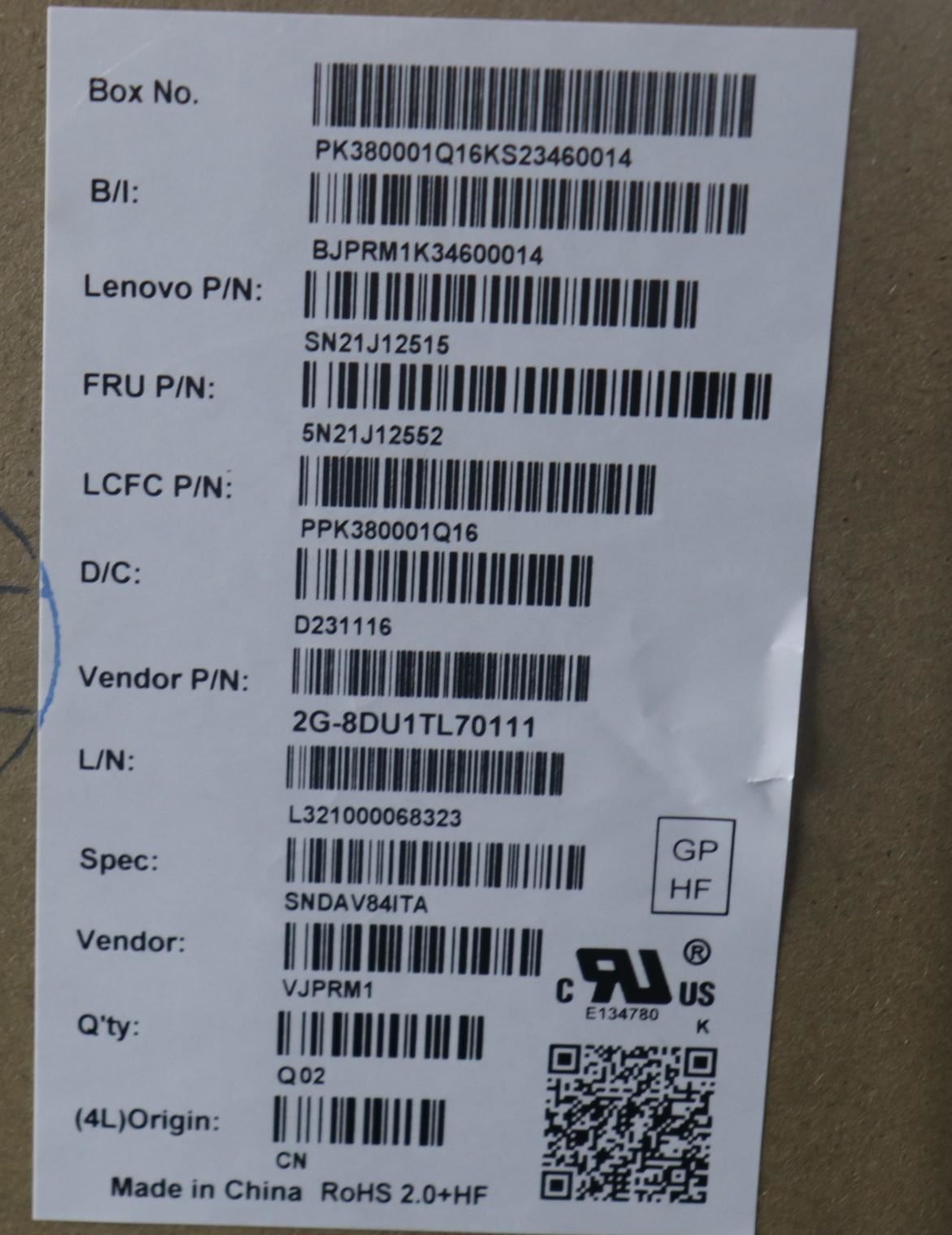 Lenovo NDA-V KBD,LBL-1,PMX,ITA 5N21J12552