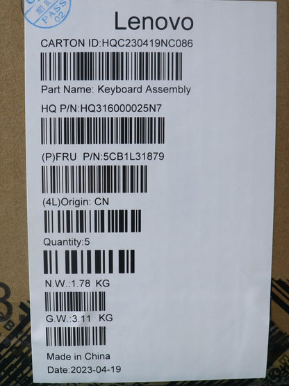 Lenovo Upper Case ASM_NORDIC H82YNNFPSTGY 5CB1L31879