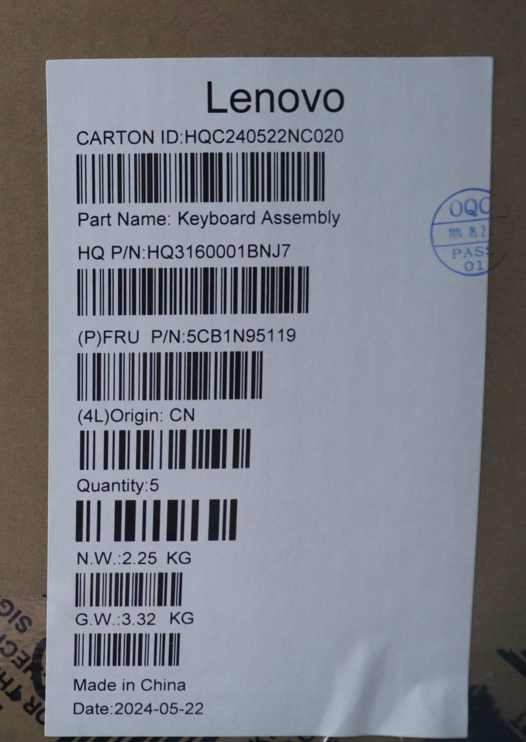 Lenovo Upper Case ASM EUROENG H83DS FP CB 5CB1N95119