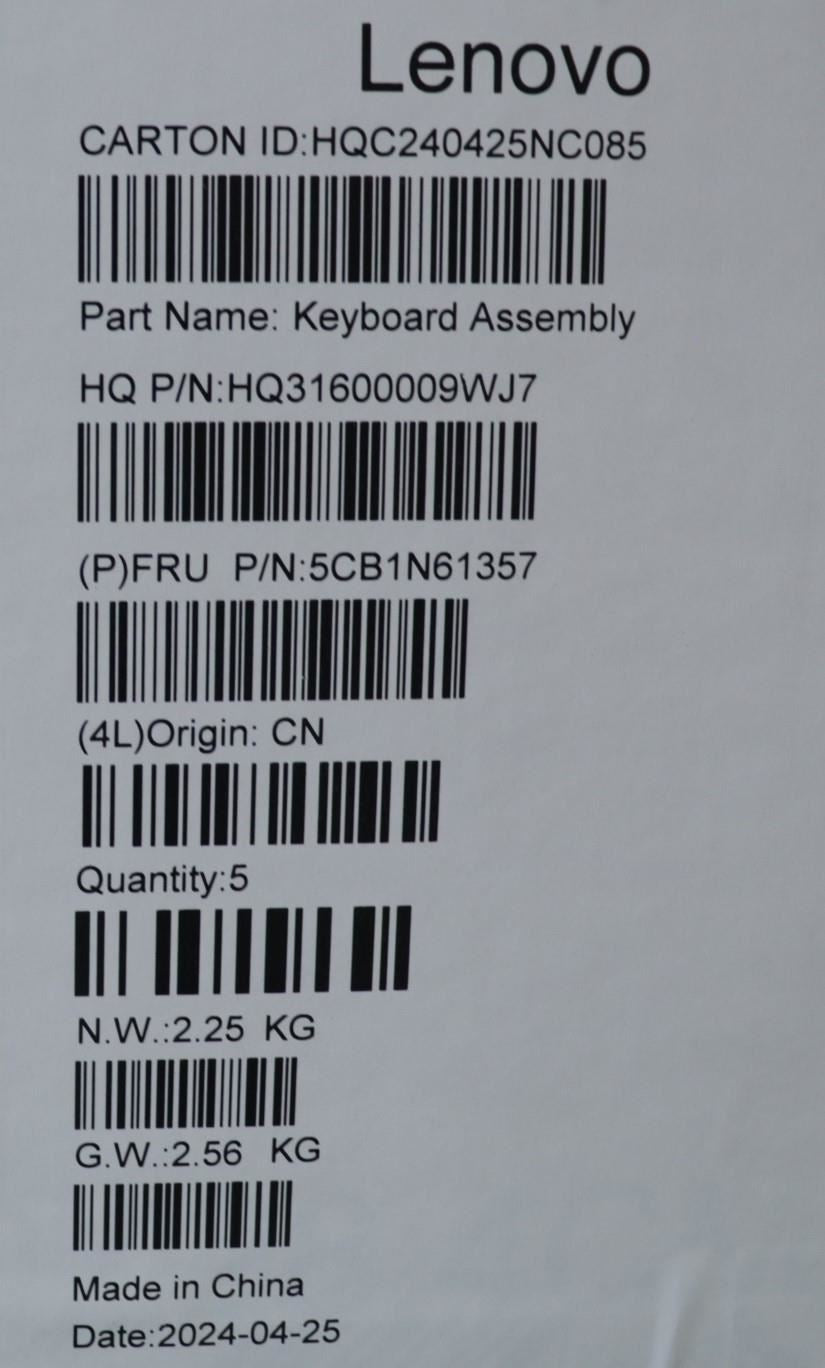 Lenovo Upper Case ASM_UKE H83DR CB STO GY 5CB1N61357