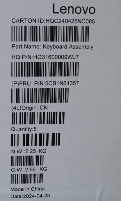 Lenovo Upper Case ASM_UKE H83DR CB STO GY 5CB1N61357