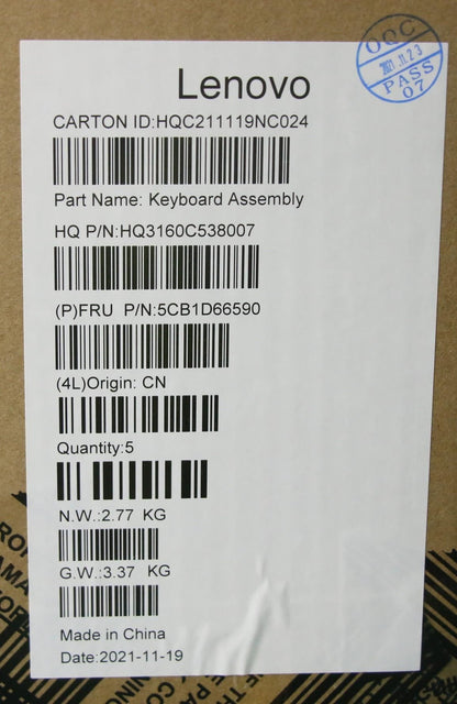Lenovo ThinkBook 13x ITG Palmrest Cover Touchpad Keyboard Belgian 5CB1D66590