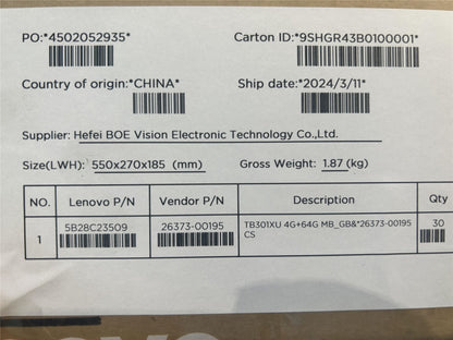 Lenovo TB301XU 4G+64G MB_GB&*26373-00195 CS 5B28C23509