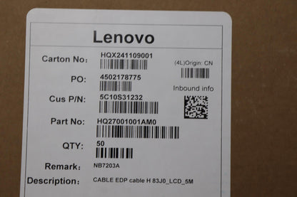 Lenovo H 83J0_LCD_5M LCD Display eDP Cable 5C10S31232