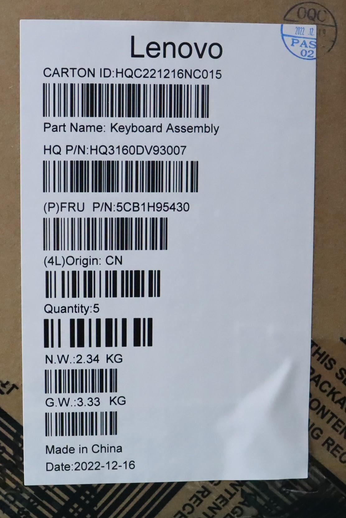 Lenovo IdeaPad 5 16IAH7 Palmrest Cover Touchpad Keyboard UK 5CB1H95430