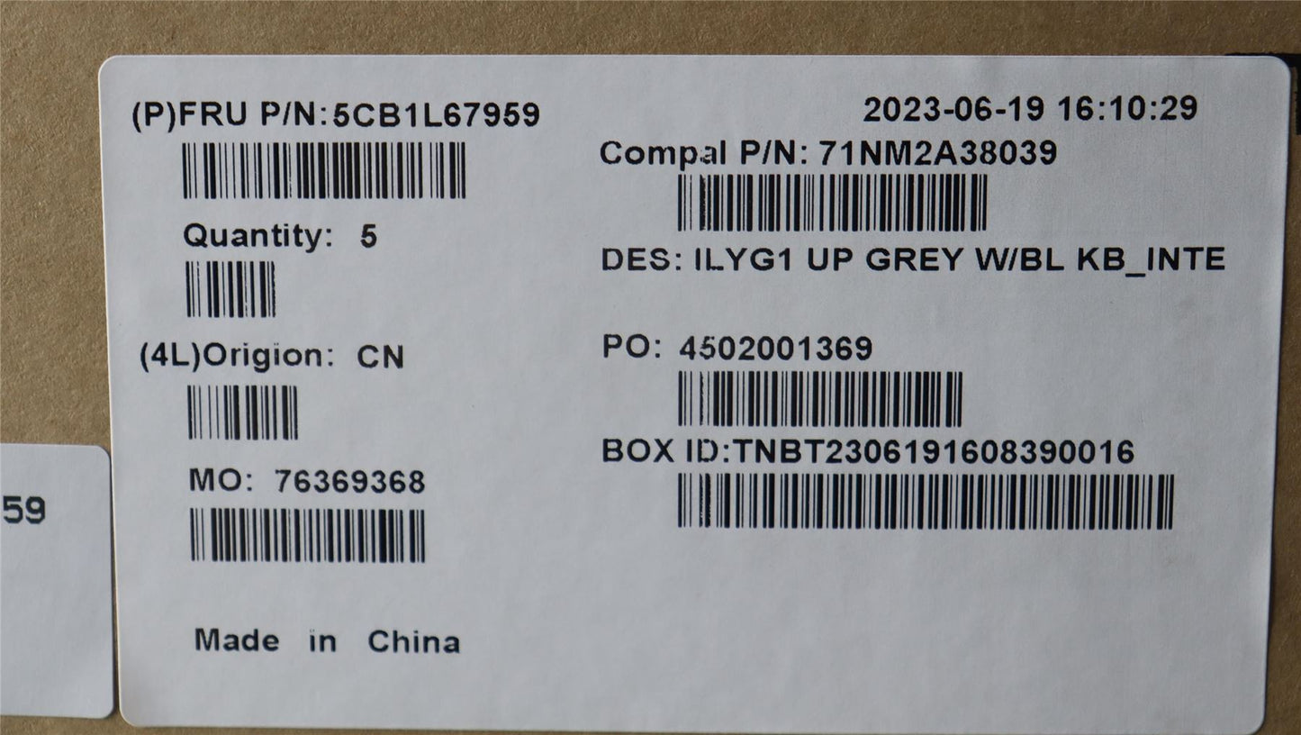 Lenovo Legion S7 16IRH8 Keyboard Palmrest Top Cover US Europe White 5CB1L67959