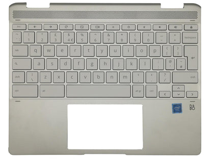 Genuine HP Chromebook 12B-CA 12-H Palmrest Cover Keyboard UK Silver L70813-031