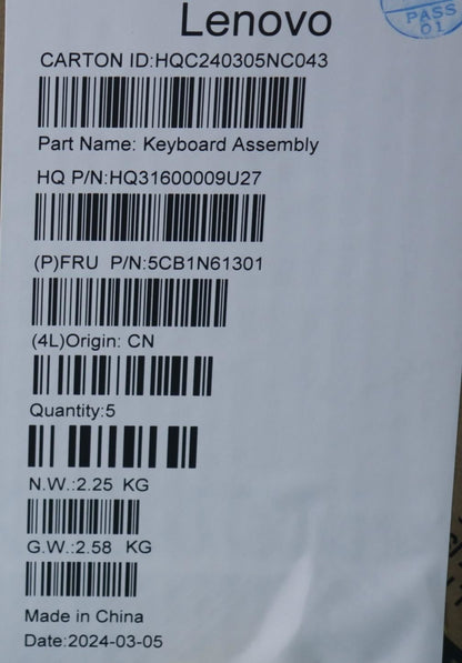 Lenovo Upper Case ASM_POR H83DR LG STO GY 5CB1N61301