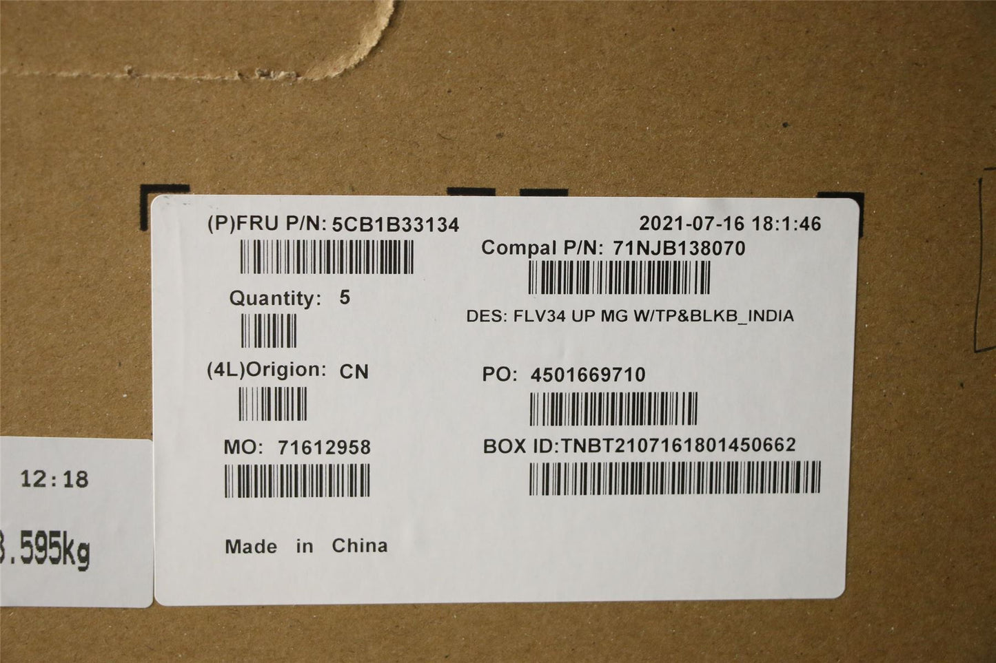Lenovo Upper Case ASM_HIN C 20VD MGBL 5CB1B33134