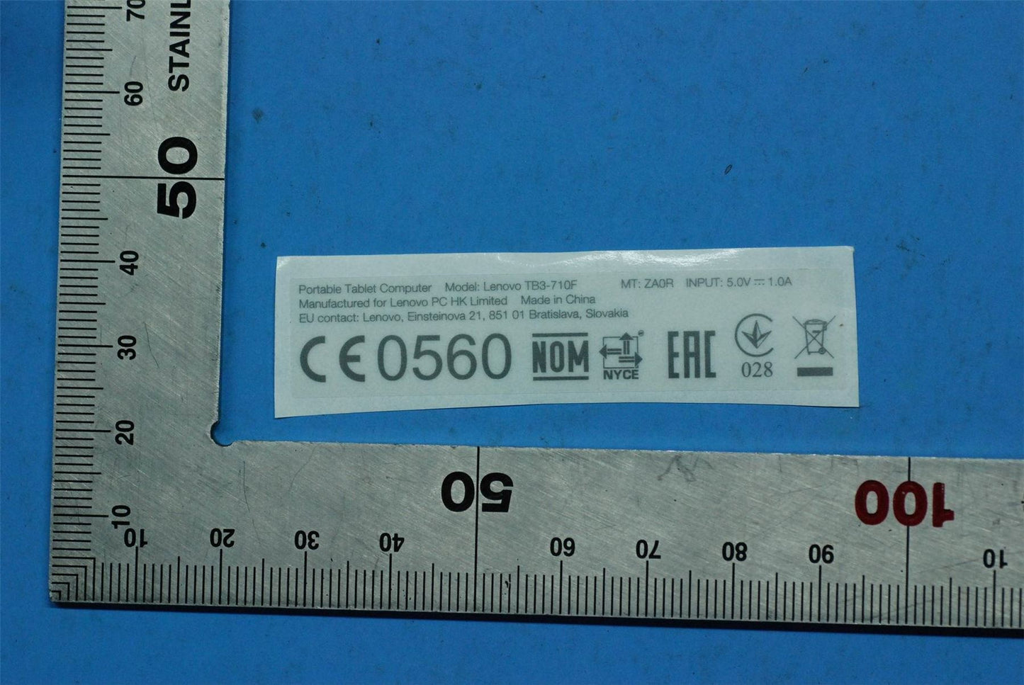 Lenovo TB3-710F RLabel_RU&*HQ60405956000CS 5L18C04928