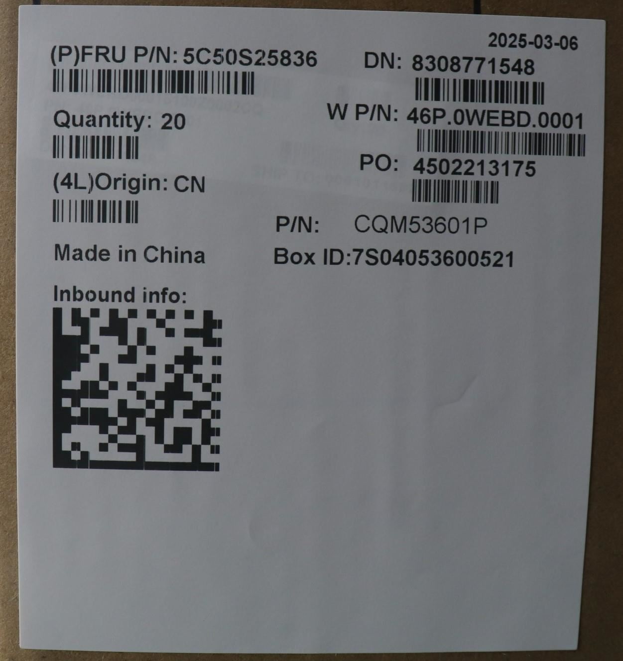 Lenovo CARDPOP W 21SK I/O Board 5C50S25836