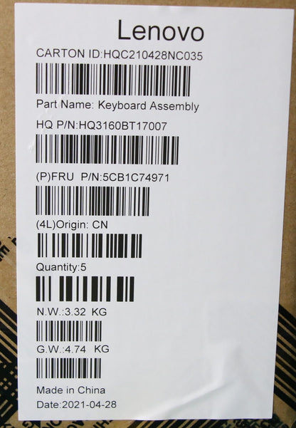 Lenovo Upper Case ASM_EURO ENGH82L5STODIS 5CB1C74971