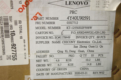 Genuine Lenovo 03X7712 KBD_BO Compact BT KBD w/o NFC