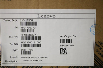 Lenovo ThinkBook Plus G2 ITG 13x ITG CPUCooling Fan 5F10S13977