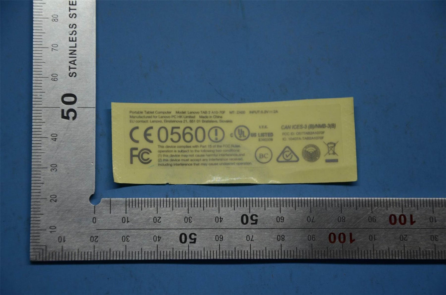Lenovo A10-70 ROW RatingLabel&*HQ60401814000 CS 5L18C01480