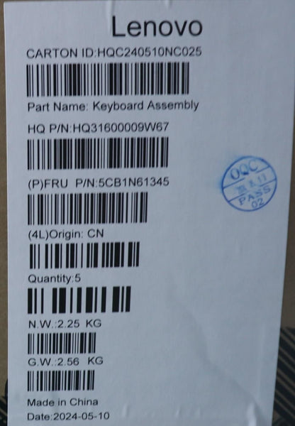 Lenovo Upper Case ASM_BEL H83DR LG GY 5CB1N61345