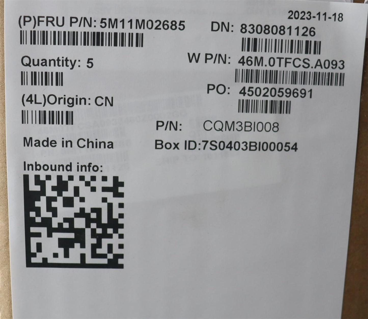 Lenovo MECH_ASM FRU KYB Nordic W/C CHY 5M11M02685