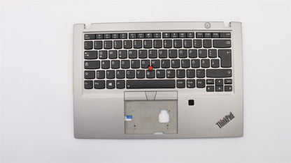 Lenovo ThinkPad T490s Keyboard Palmrest Top Cover German Silver Backlit 02HM357