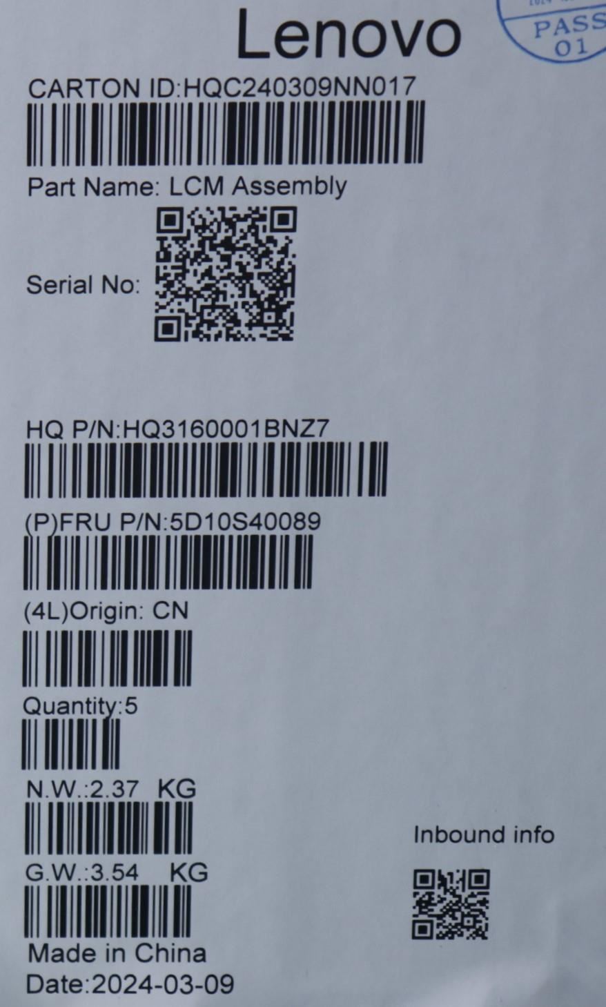 Lenovo HUD H 83E3 14 WQXGA TT 5D10S40089