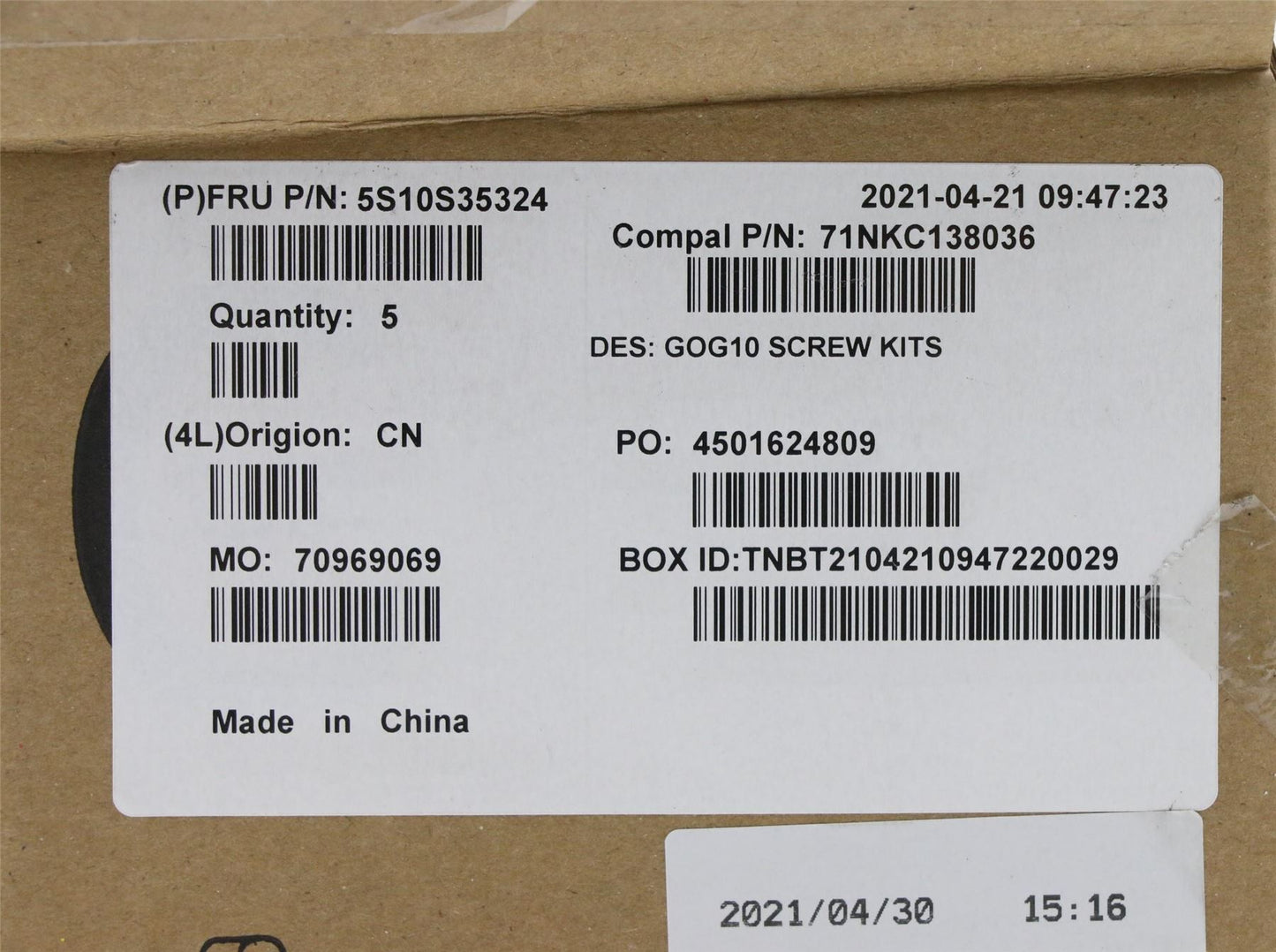 Lenovo Gaming 3-15ACH6 3-15IHU6 Screw Screws Set Kit 5S10S35324