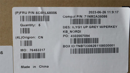 Lenovo Legion S7 16IRH8 Keyboard Palmrest Top Cover Nordic Silver 5CB1L68006