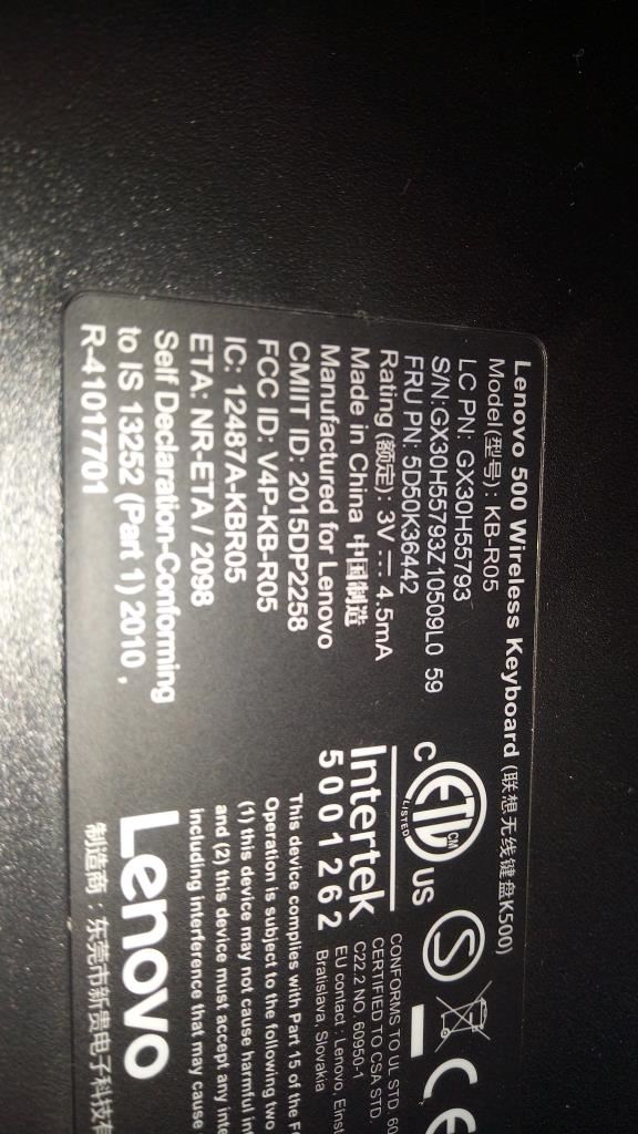 Lenovo 500 Wireless Combo FRU Keyboard 5D50K36442