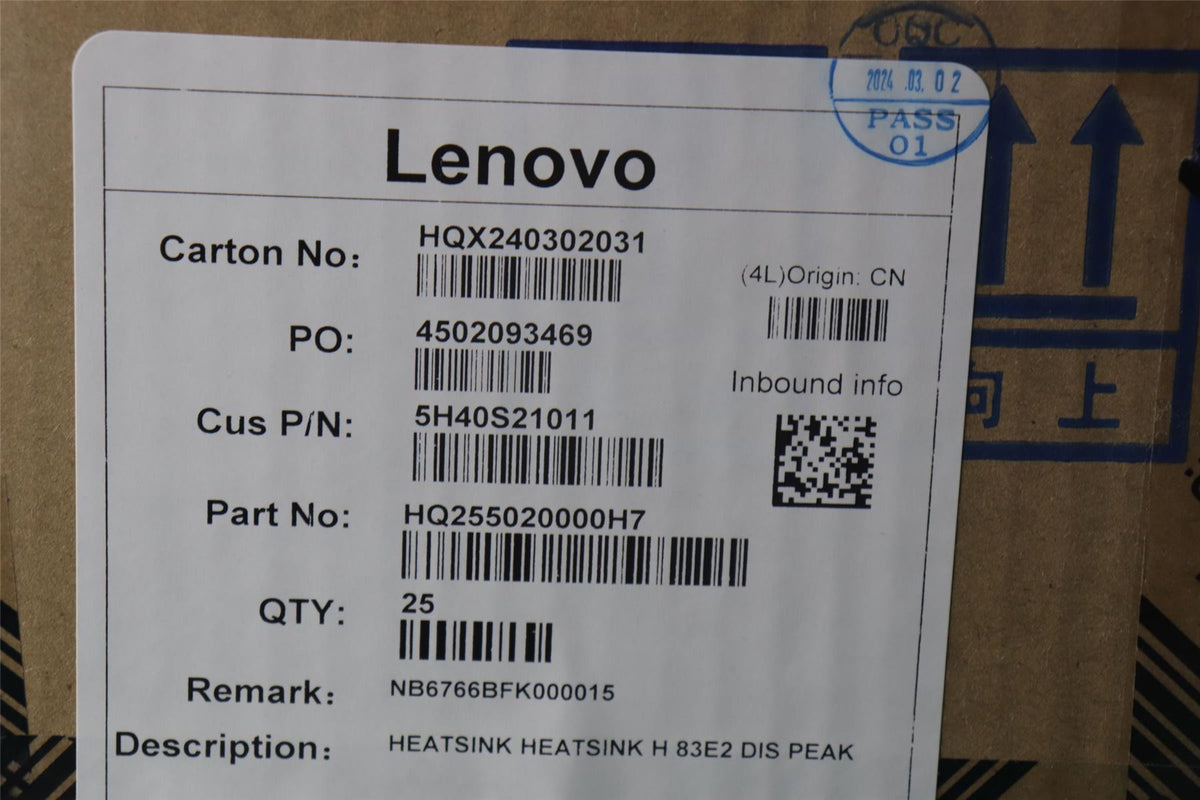 Lenovo HEATSINK HEATSINK H 83E2 DIS PEAK 5H40S21011