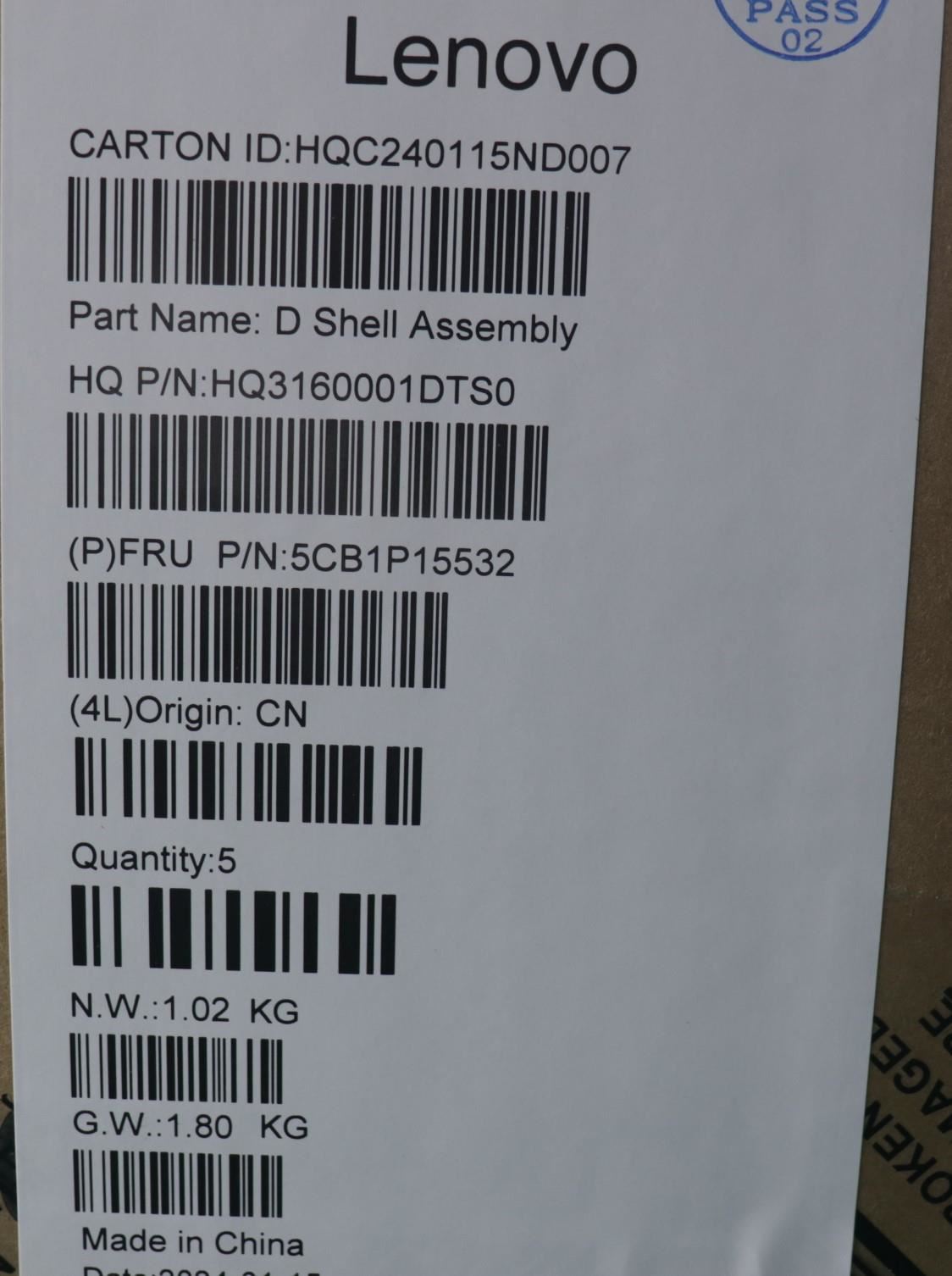 Lenovo Lower Case H 82Y7 TT Noraml 5CB1P15532