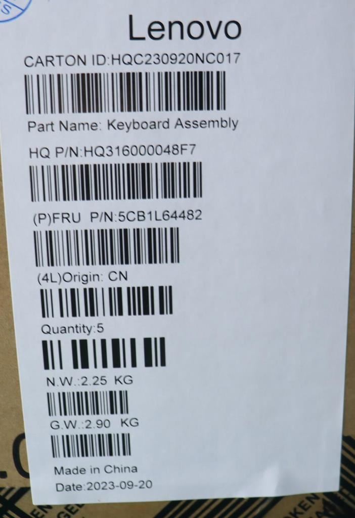 Lenovo Upper Case ASM_NORDICH82X3NFPMIGY 5CB1L64482