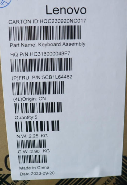 Lenovo Upper Case ASM_NORDICH82X3NFPMIGY 5CB1L64482