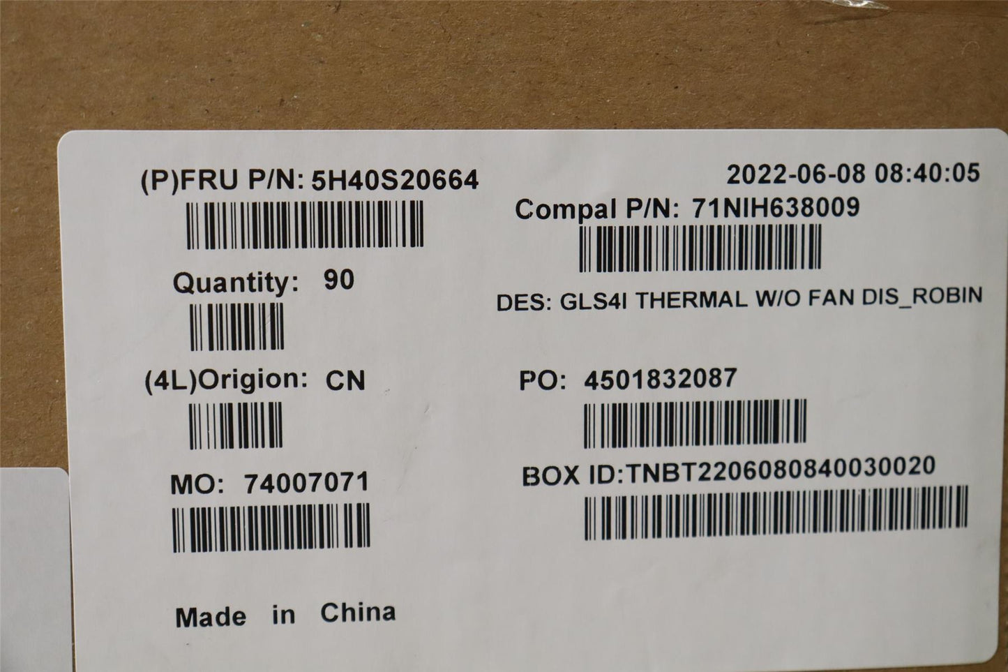 Lenovo 5H40S20664 HEATSINK Heatsink C 82SD DIS Huaying
