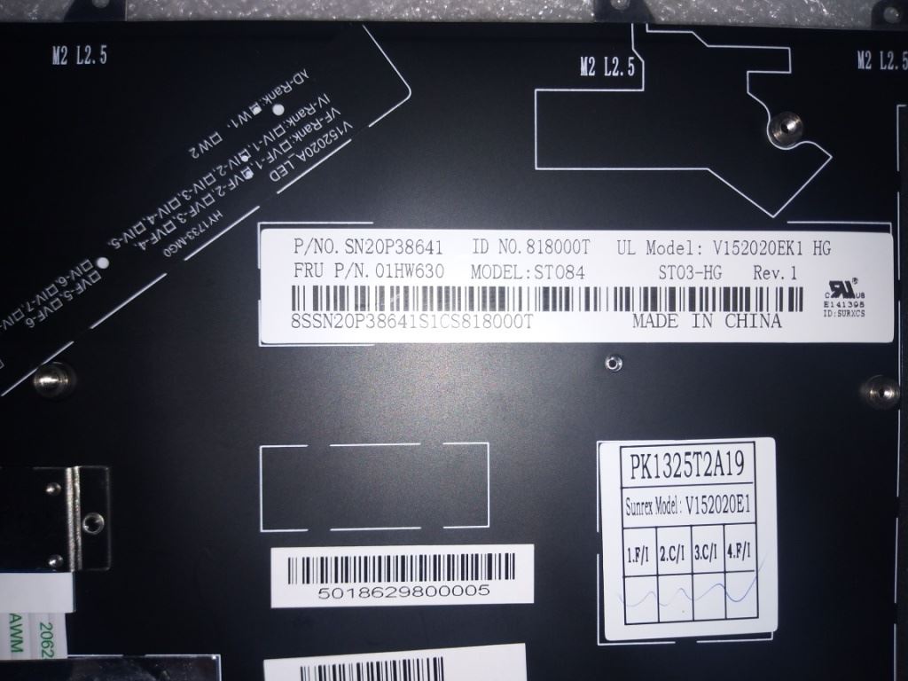 Lenovo Yoga X380 Keyboard Hungarian Black Backlit 01HW630