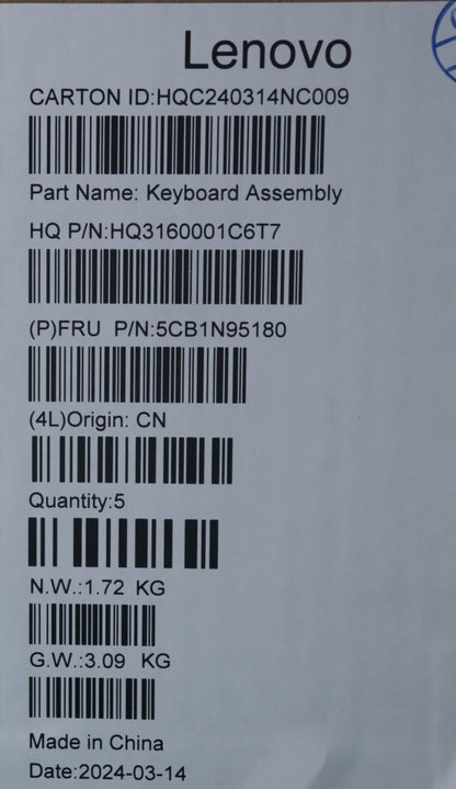 Lenovo UpperCaseASM UKE H83DL NFP SG 5CB1N95180
