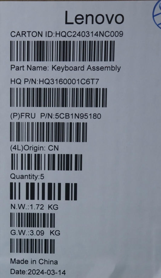 Lenovo UpperCaseASM UKE H83DL NFP SG 5CB1N95180
