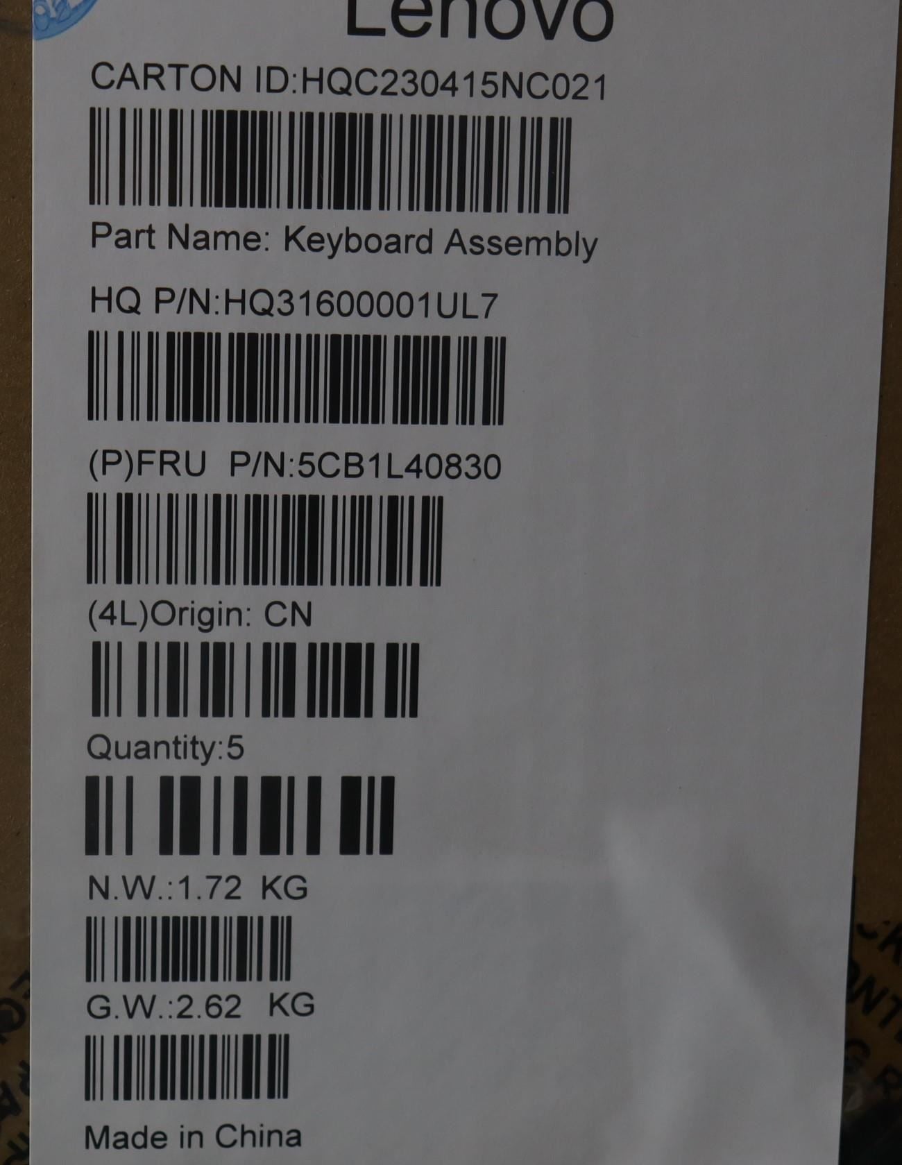 Lenovo Yoga 7 14IRL8 Keyboard Palmrest Top Cover Russian Storm Grey 5CB1L40830