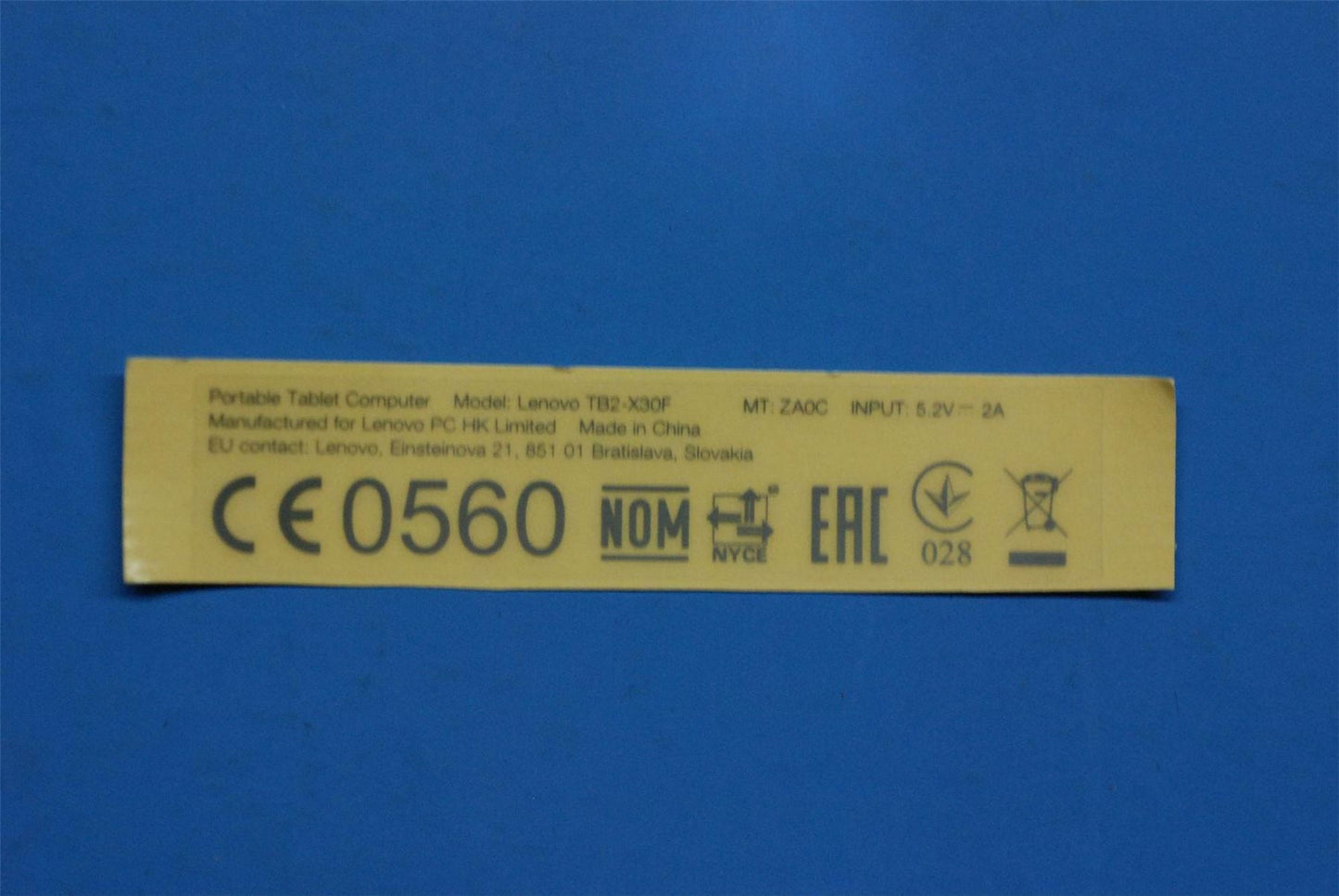 Lenovo TB2-X30F MX RatingLabel&*HQ60402422000CS 5L18C03801