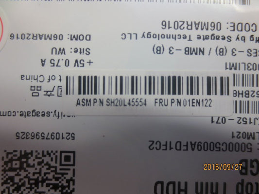 Lenovo 01EN122 500G 2.5 7mm 7200R 6Gb/s SATA3 Seagate