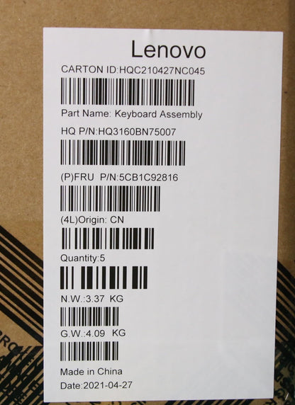 Lenovo IdeaPad 3 14M836 Palmrest Cover Touchpad Keyboard Grey 5CB1C92816