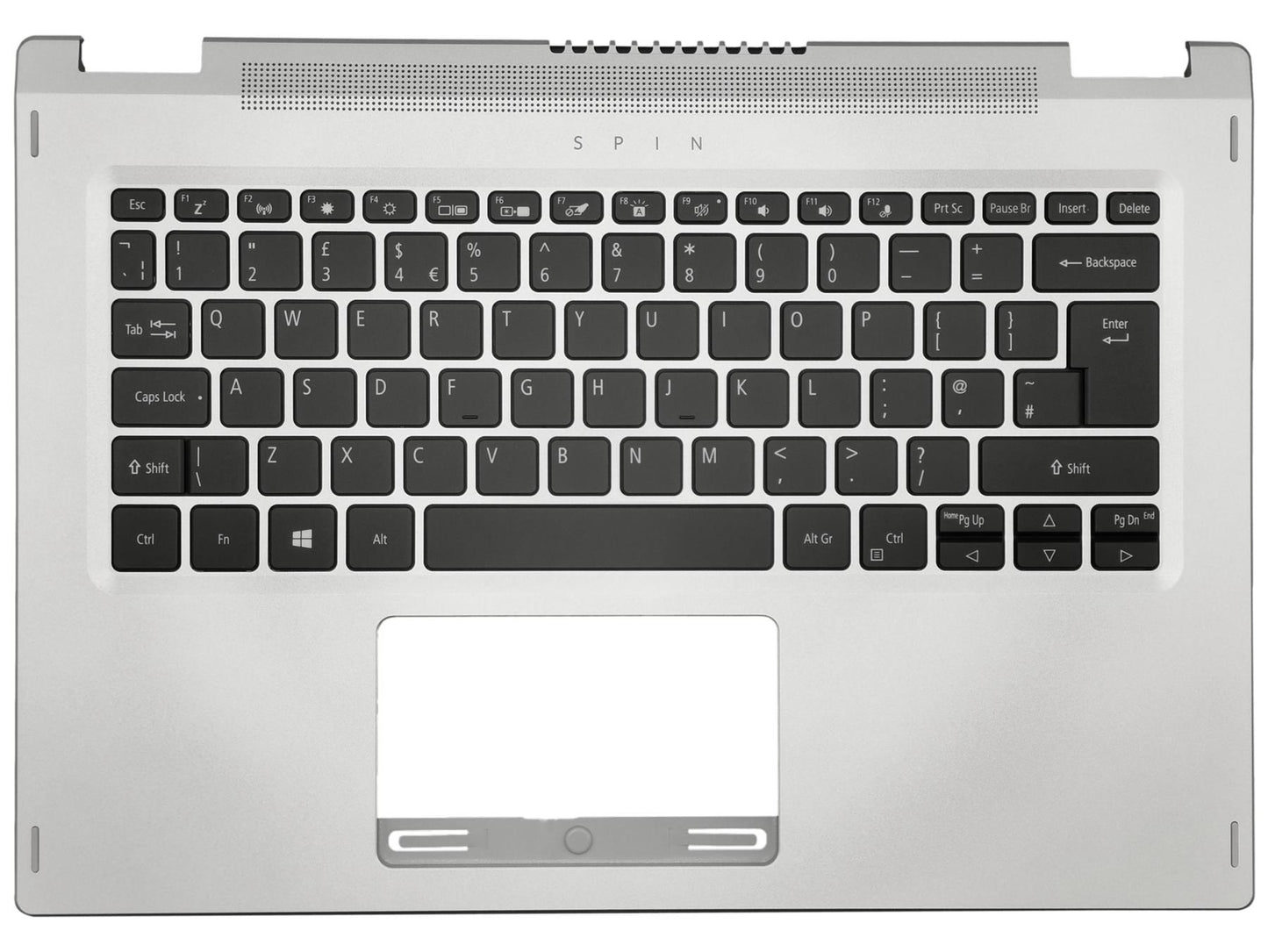 Acer Spin SP114-31N Palmrest Cover Keyboard UK Silver Backlit 6B.ABGN1.031