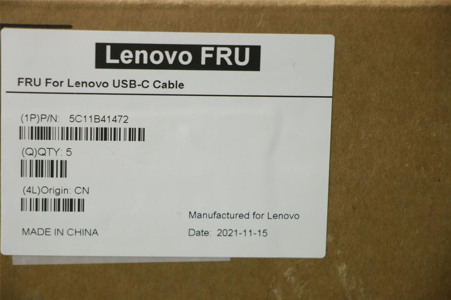 Lenovo 5C11B41472 FRU Lenovo USB-C Cable 5A