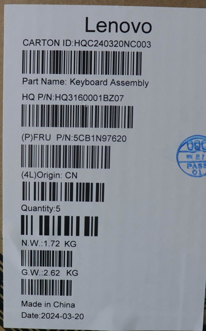 Lenovo UpperCaseASM RUS H83DJ FP SG 5CB1N97620