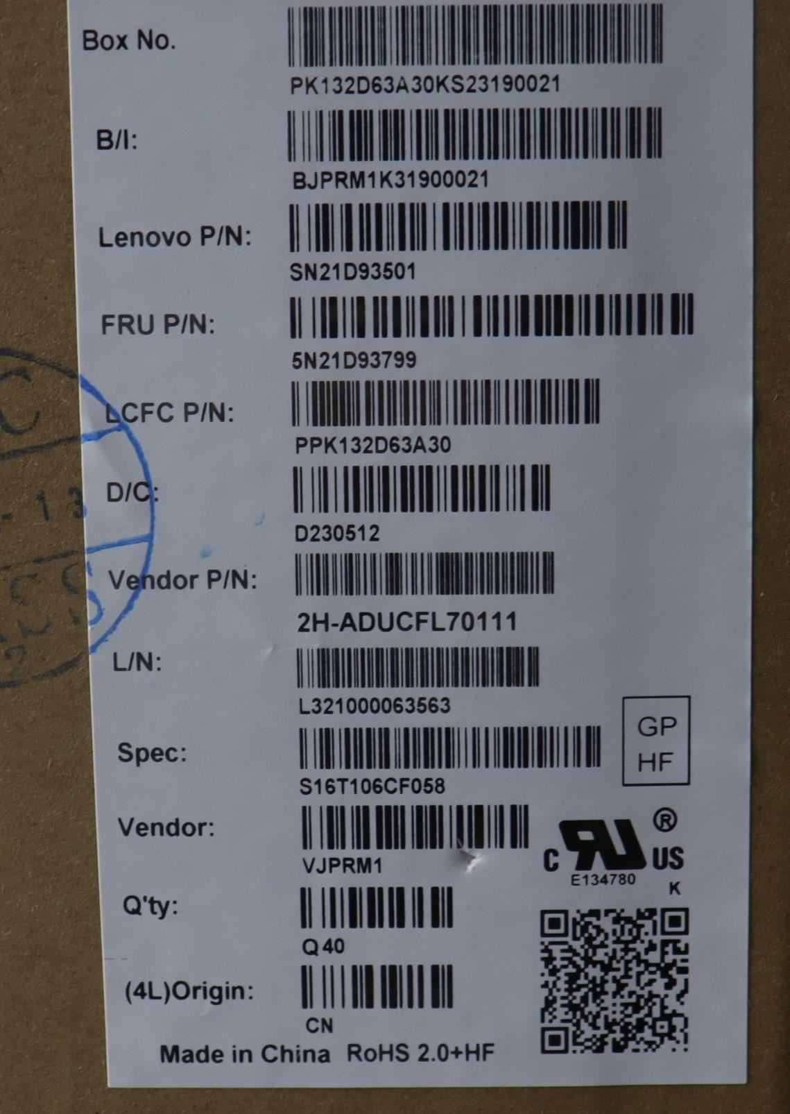 Lenovo NB_KYB CS22 NM TOP,BK-NBL,PMX,058 FRA French Keyboard 5N21D93799