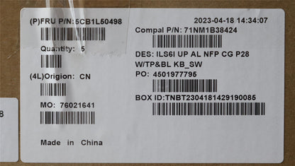 Lenovo UpCase_SWS C82XF NFP CG BL ALDF 5CB1L50498